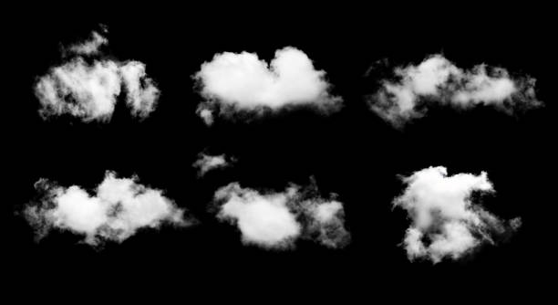 istock set of white cloud isolated on black background 825558804
