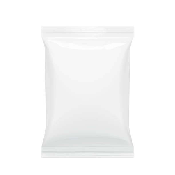 식품 간식 베개 현실적인 패키지입니다. - blank paper bag packaging package stock illustrations