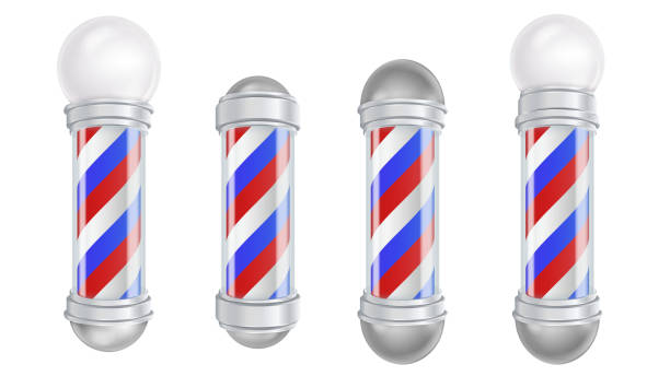 istock Barber Shop Pole Vector. 3D Classic Barber Shop Pole Set. Good For Design, Branding, Advertising. Isolated 825562500
