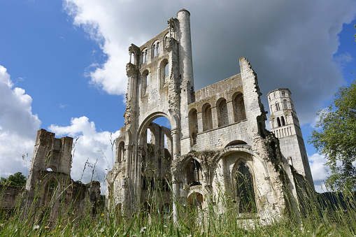 The ruins of the abbey in Jumièges, Normandy, France