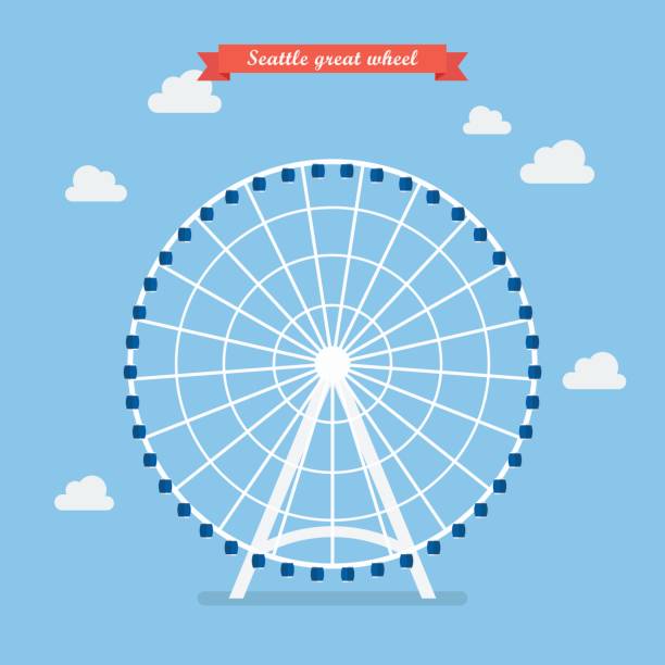 Seattle great wheel. vector illustration Seattle great wheel. vector illustration Flat style design seattle ferris wheel stock illustrations