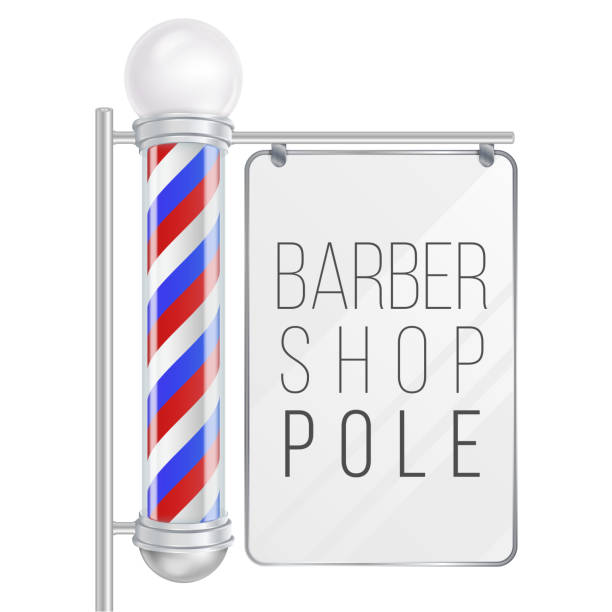 ilustraciones, imágenes clip art, dibujos animados e iconos de stock de barber shop polo vector. bueno para diseño, branding, publicidad. espacio para su publicidad. aislado sobre fondo blanco ilustración - barbers pole