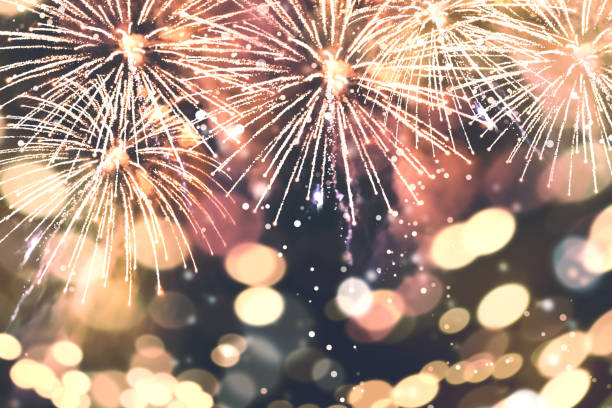 istock Abstract background. Fireworks circle blur. Colorful in celebration 825569774