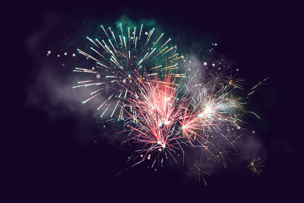 istock Abstract background. Fireworks circle blur. Colorful in celebration 825570030