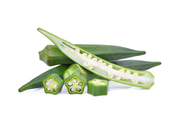 istock fresh green okra isolated on white background 825573776
