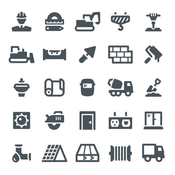 construction icons - metal cutter stock-grafiken, -clipart, -cartoons und -symbole