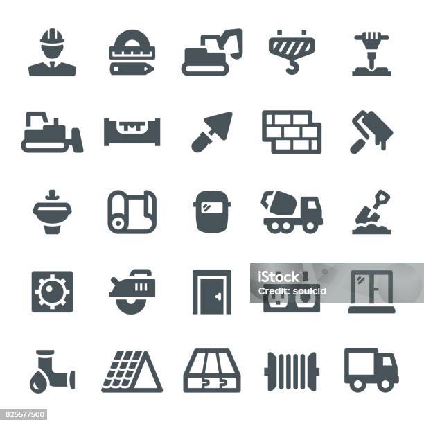 Construction Icons Stock Illustration - Download Image Now - Rooftop, Repairing, Construction Industry