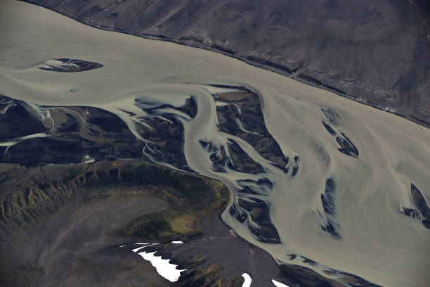 istock Aerial view of glacier river South Iceland 825580314
