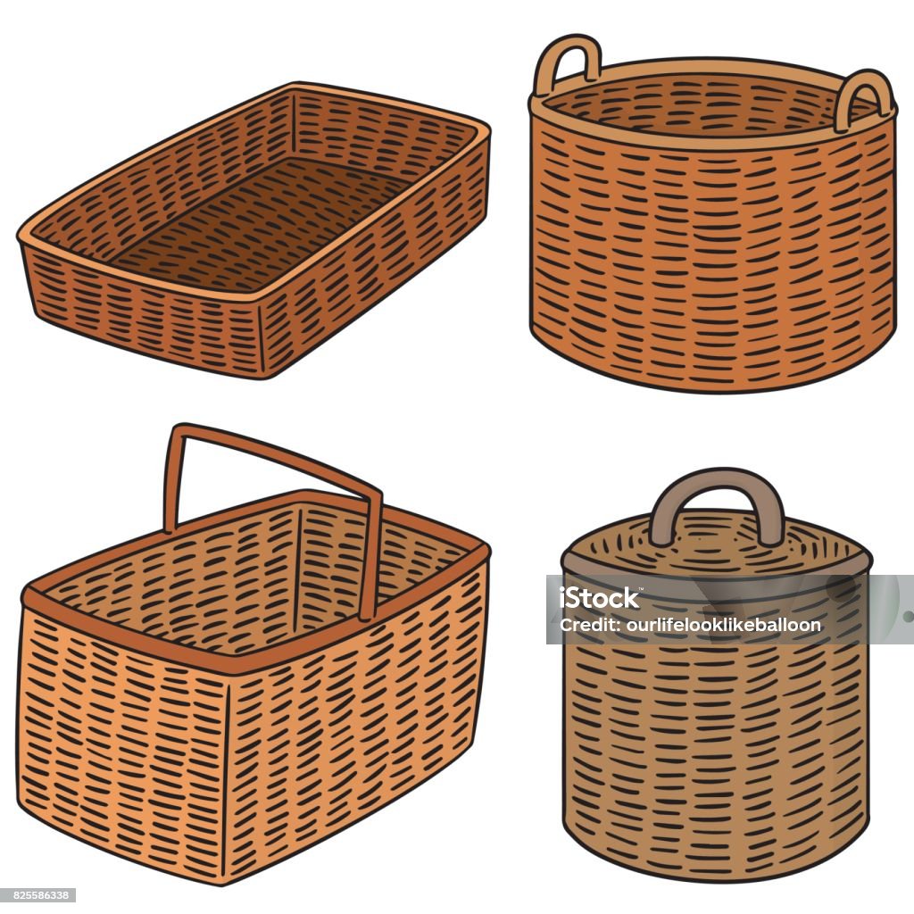 Wicker Basket Stock Illustration - Download Image Now - Basket, Empty,  Cartoon - iStock