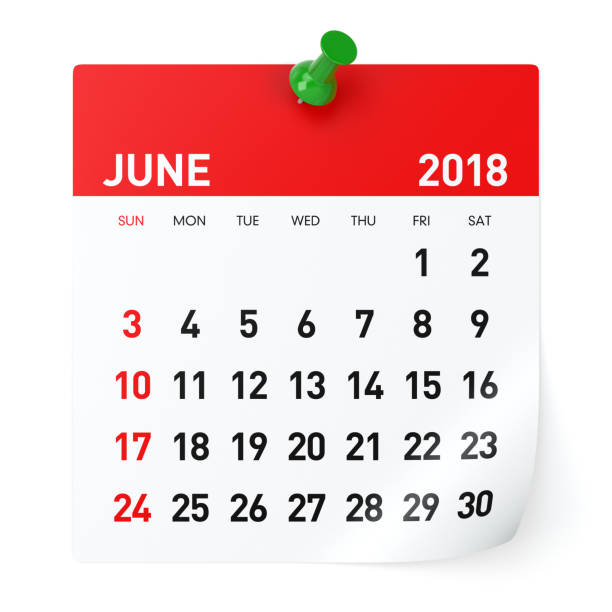June 2018 - Calendar June 2018 - Calendar. Isolated on White Background. 3D Illustration 2018 stock pictures, royalty-free photos & images