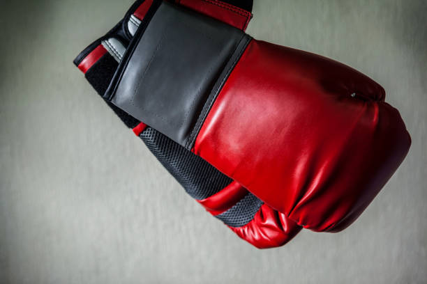 istock Boxing gloves in fitness studio 825597396