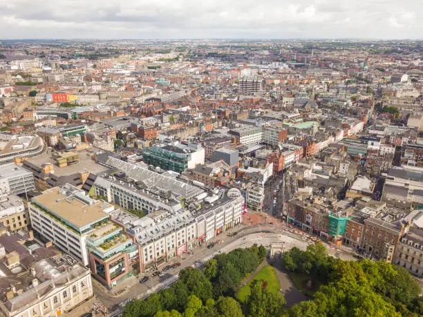 Photo of Aerial view of Dublin city centre, Ireland.