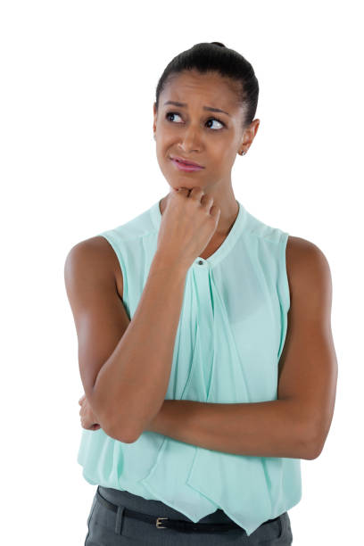 istock Pensive businesswoman looking sideways 825611294