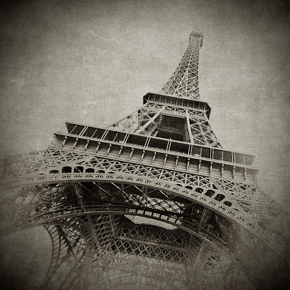 Vintage image of Eiffel tower, Paris, France