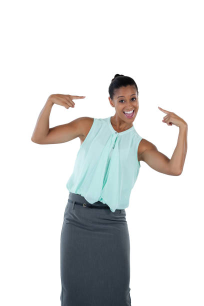istock Happy woman pointing at herself 825611418
