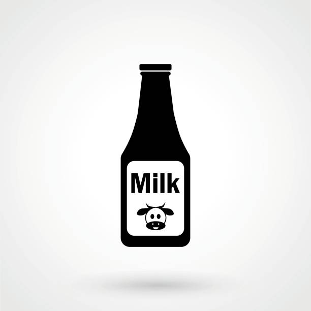 illustrazioni stock, clip art, cartoni animati e icone di tendenza di icona bottiglia latte, illustrazione vettoriale - nonfat milk