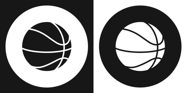Basketball ball icon. Silhouette basketball ball on a black and white background. Sports Equipment. Vector Illustration. vector art illustration
