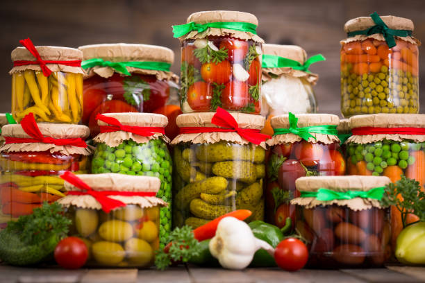 istock Preserved vegetables in the jars 825636028