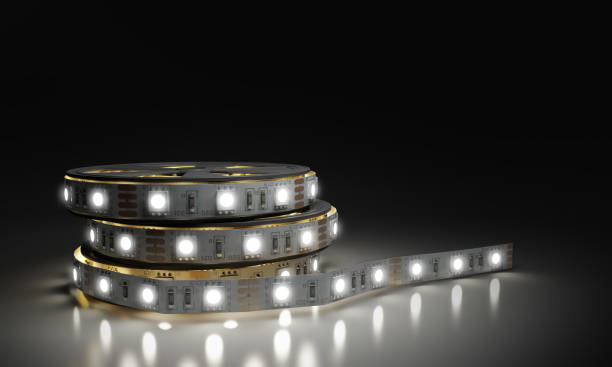 Diode strip Led lights tape close-up 3d render on white stock photo