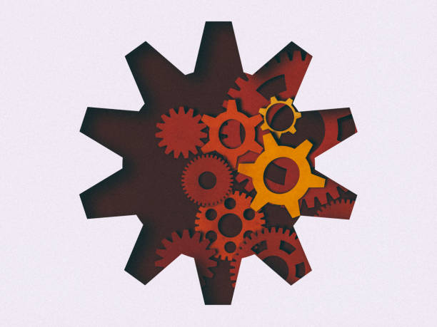 istock Conceptual gear design, paper cutting style 825651030