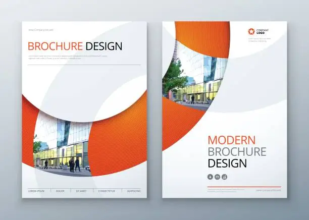 Vector illustration of Brochure template layout design. Corporate business annual report, catalog, magazine, flyer mockup. Creative modern bright concept circle round shape