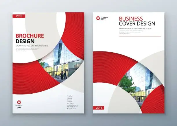 Vector illustration of Brochure template layout design. Corporate business annual report, catalog, magazine, flyer mockup. Creative modern bright concept circle round shape