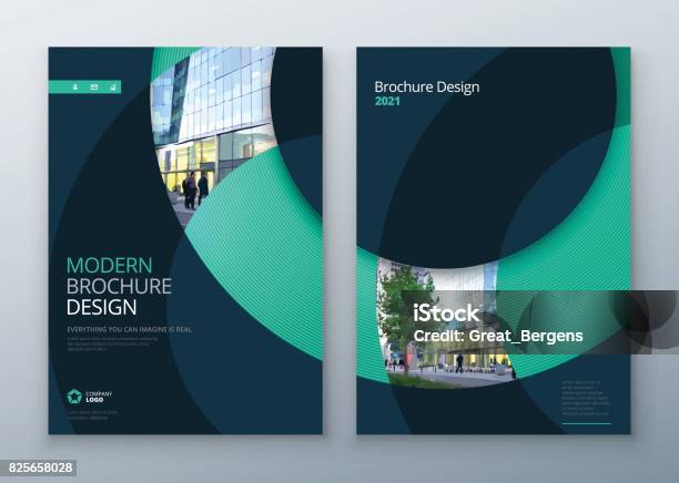 Brochure Template Layout Design Corporate Business Annual Report Catalog Magazine Flyer Mockup Creative Modern Bright Concept Circle Round Shape Stock Illustration - Download Image Now