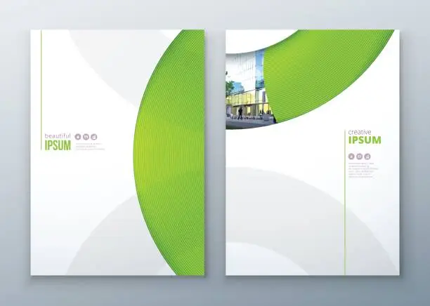 Vector illustration of Brochure template layout design. Corporate business annual report, catalog, magazine, flyer mockup. Creative modern bright concept circle round shape