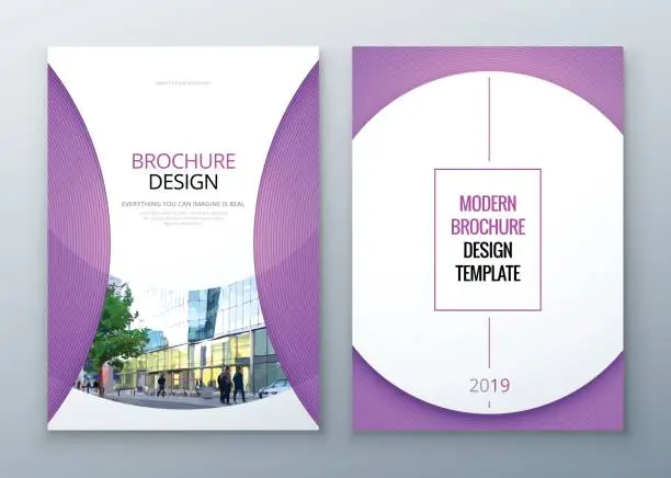 Vector illustration of Brochure template layout design. Corporate business annual report, catalog, magazine, flyer mockup. Creative modern bright concept circle round shape