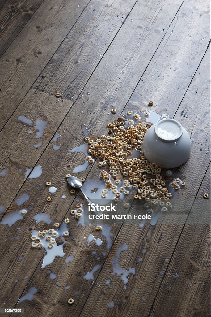 spilled breakfast cereal on floor  Spilling Stock Photo