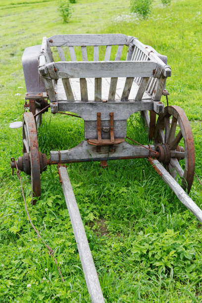istock wooden cart on a meadow on a summer day 825676310