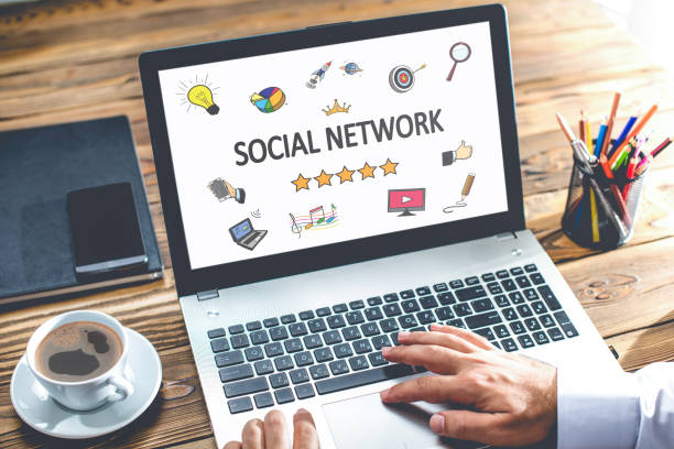 istock Social Network Concept On Work Desk With Various Doodle Icons 825680510