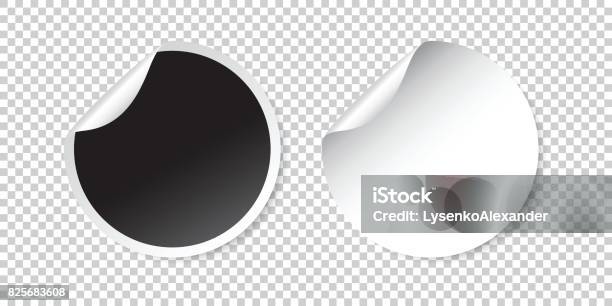 Set Of Blank Stickers Empty Promotional Labels Vector Illustration Black And White Round Circle Tags Stock Illustration - Download Image Now