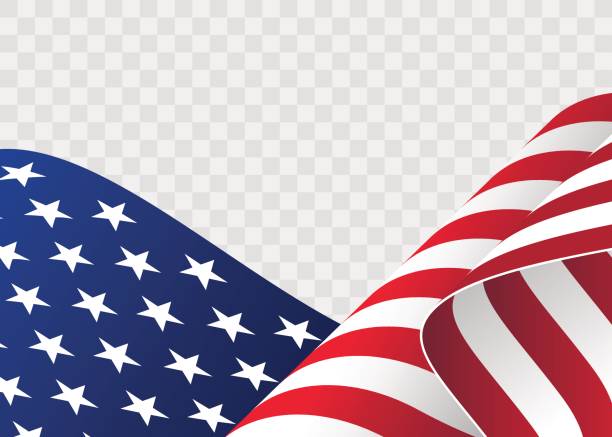 アメリカ合衆国の旗を振っています。独立記念日の波状のアメリカ国旗の例 - 南北アメリカ点のイラスト素材／クリップアート素材／マンガ素材／アイコン素材