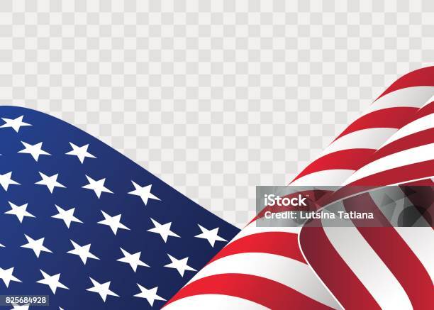 Waving Flag Of The United States Of America Illustration Of Wavy American Flag For Independence Day Stock Illustration - Download Image Now