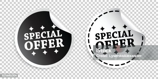 Special Offer Sticker Black And White Vector Illustration Stock Illustration - Download Image Now