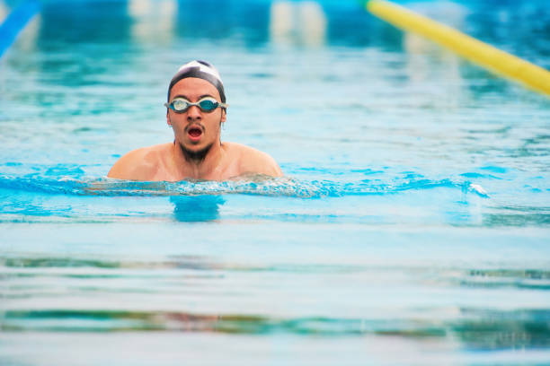 istock Man swim in pool lane 825685354