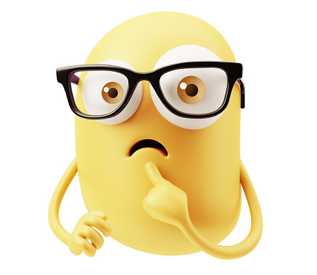Smart Emoticon With Glasses. 3d Rendering.