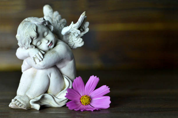 istock Angel guardian and flower 825711500