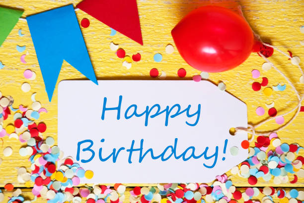 istock Party Label, Red Balloon, Text Happy Birthday 825714808