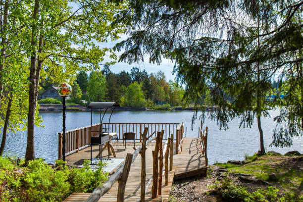 istock Picnic area by the lake in Karelia 825718924
