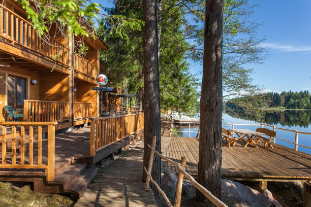 istock Picnic area by the lake in Karelia 825721222