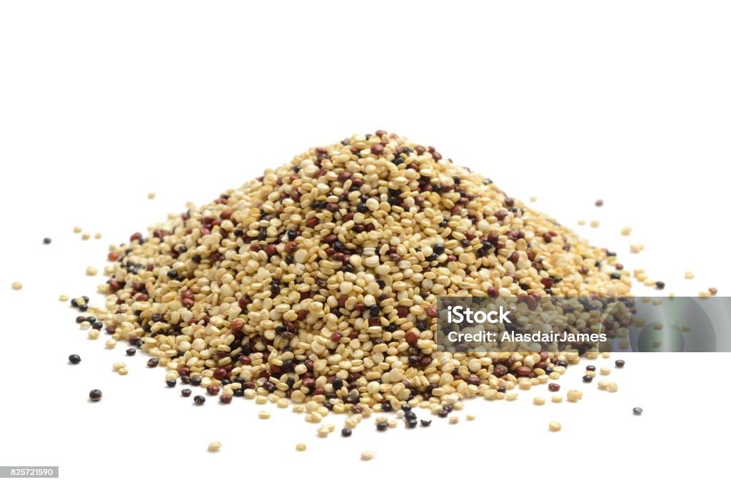 Mixed quinoa Red, black and white quinoa, isolated on a white background. Quinoa Stock Photo