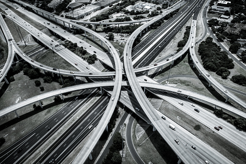 Mopac Expressway and Highway 183 monochrome