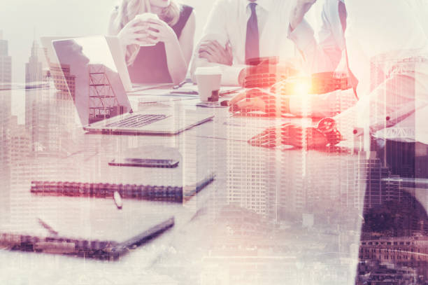 istock Group of business people working with technology. 825725720