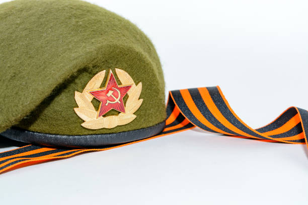 istock Military cap and St. George's ribbon 825725996