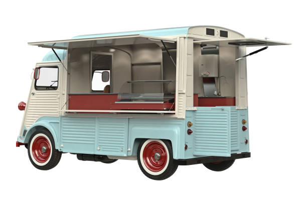 istock Food truck retro style 825729838