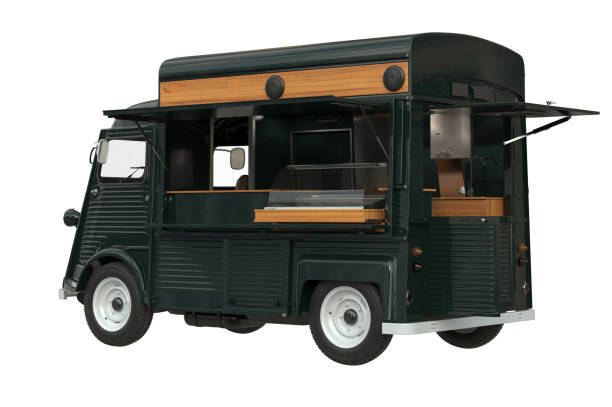 istock Food truck retro style 825729914