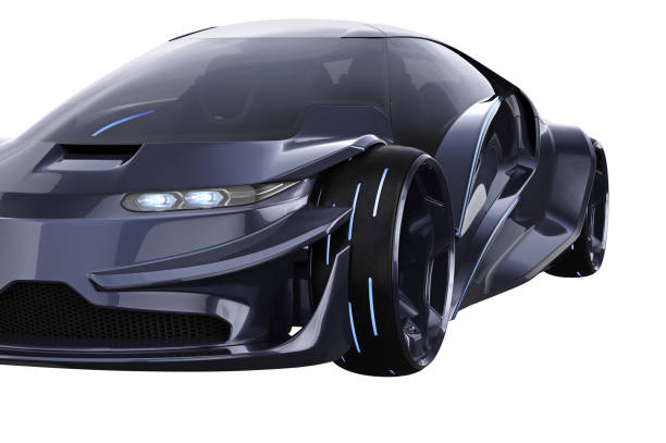 istock Car concept purple vehicle, close view 825730308