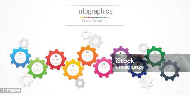 Infographic Design Elements For Your Business Data With 10 Options Parts Steps Timelines Or Processes Gear Wheel Concept Vector Illustration Stock Illustration - Download Image Now